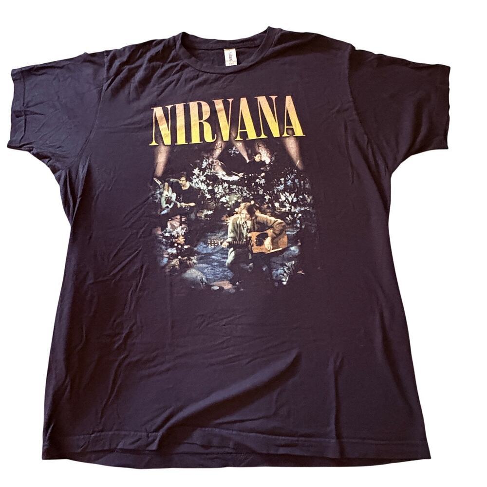 Nirvana MTV Unplugged Tultex Graphic Band T-Shirt Black Size Large Rock Grunge L
